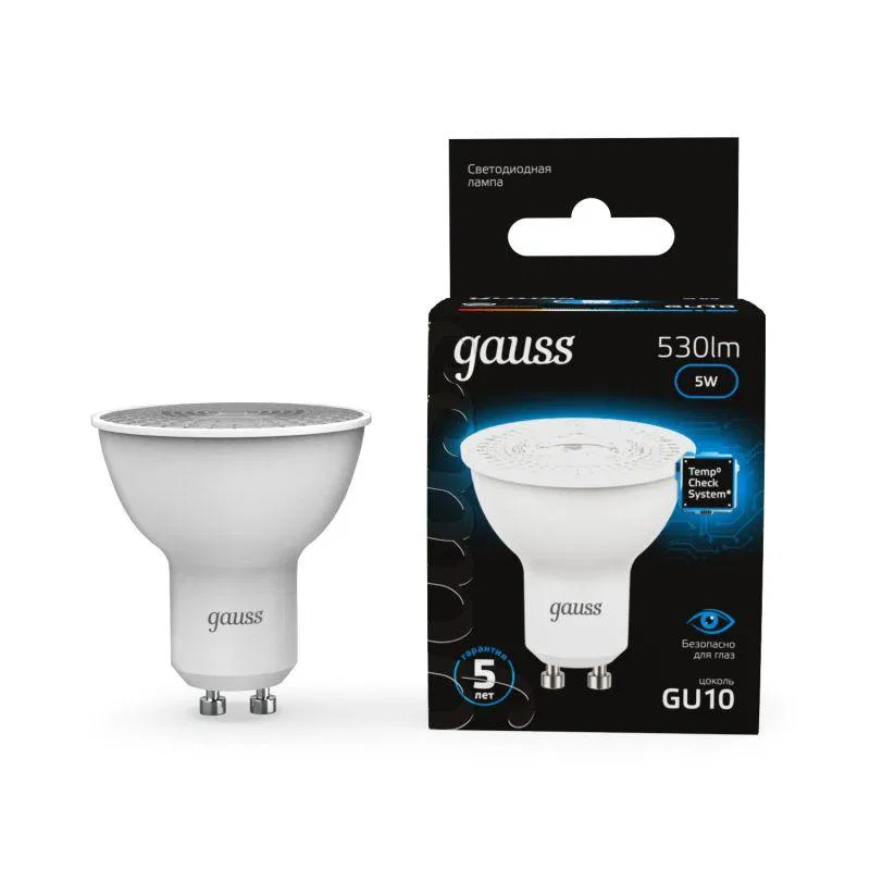 Лампа светодиодная Black 5Вт MR16 софит 6500К холод. бел. GU10 530лм GAUSS 101506305