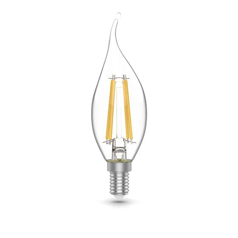 Лампа светодиодная филаментная Basic Filament 5.5Вт свеча на ветру 4100К Е14 530лм (уп.3шт) GAUSS 1041126T