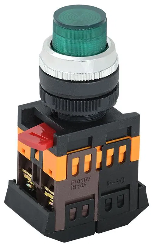 Кнопка ABLFP-22 d22мм 1НО+1НЗ 240В неон зел. GENERICA BBT20-ABLFP-K06