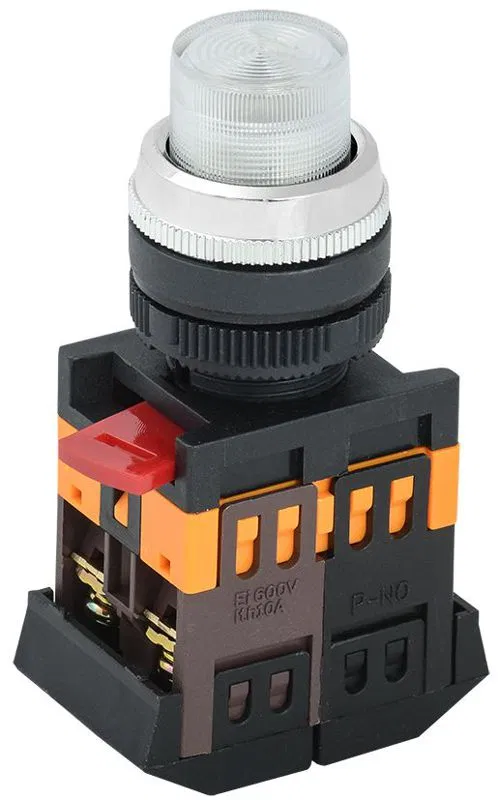 Кнопка ABLFP-22 d22мм 1НО+1НЗ 240В неон прозр. GENERICA BBT20-ABLFP-K08