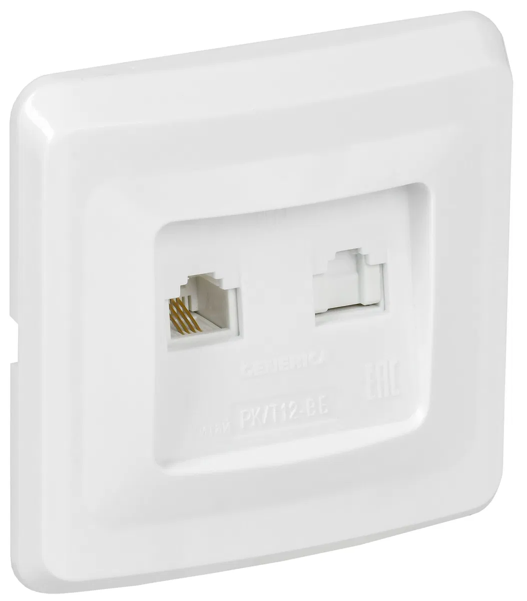 VEGA Розетка 2-местная RJ11/RJ45 РК/Т12-ВБ белый GENERICA EIV20-K01-DM