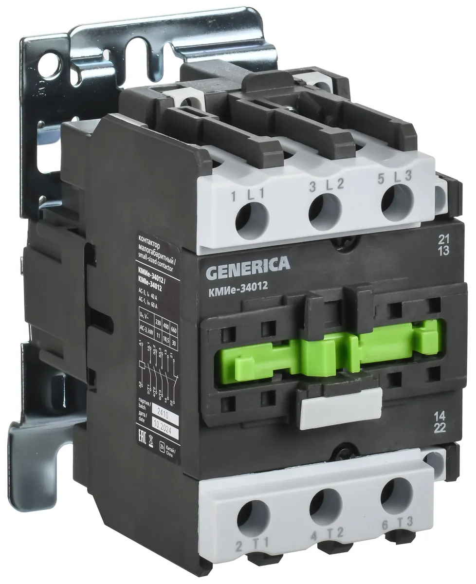 Контактор КМИе-34012 40А 230В/АС3 1НО 1НЗ GENERICA KKME31-040-230-11