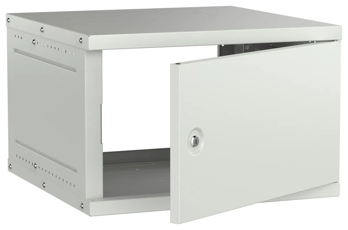 Шкаф настенный 19" 6U 600х600мм металлическая дверь серый GENERICA LWE3-06U66-MF-G