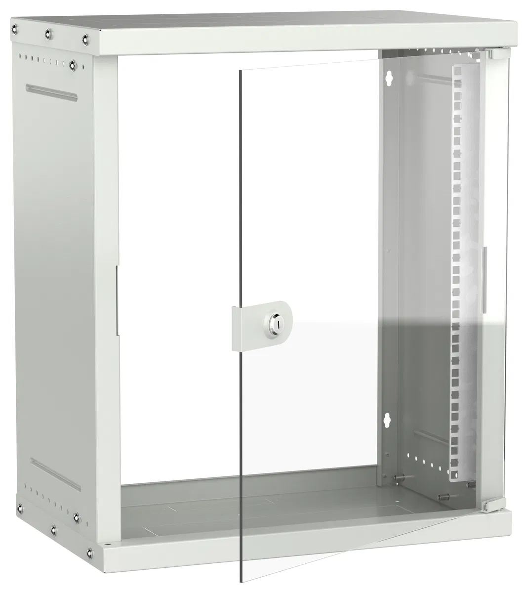 Шкаф настенный 19" 15U 550х350мм стеклянная дверь серый GENERICA LWE3-15U53-GF-G