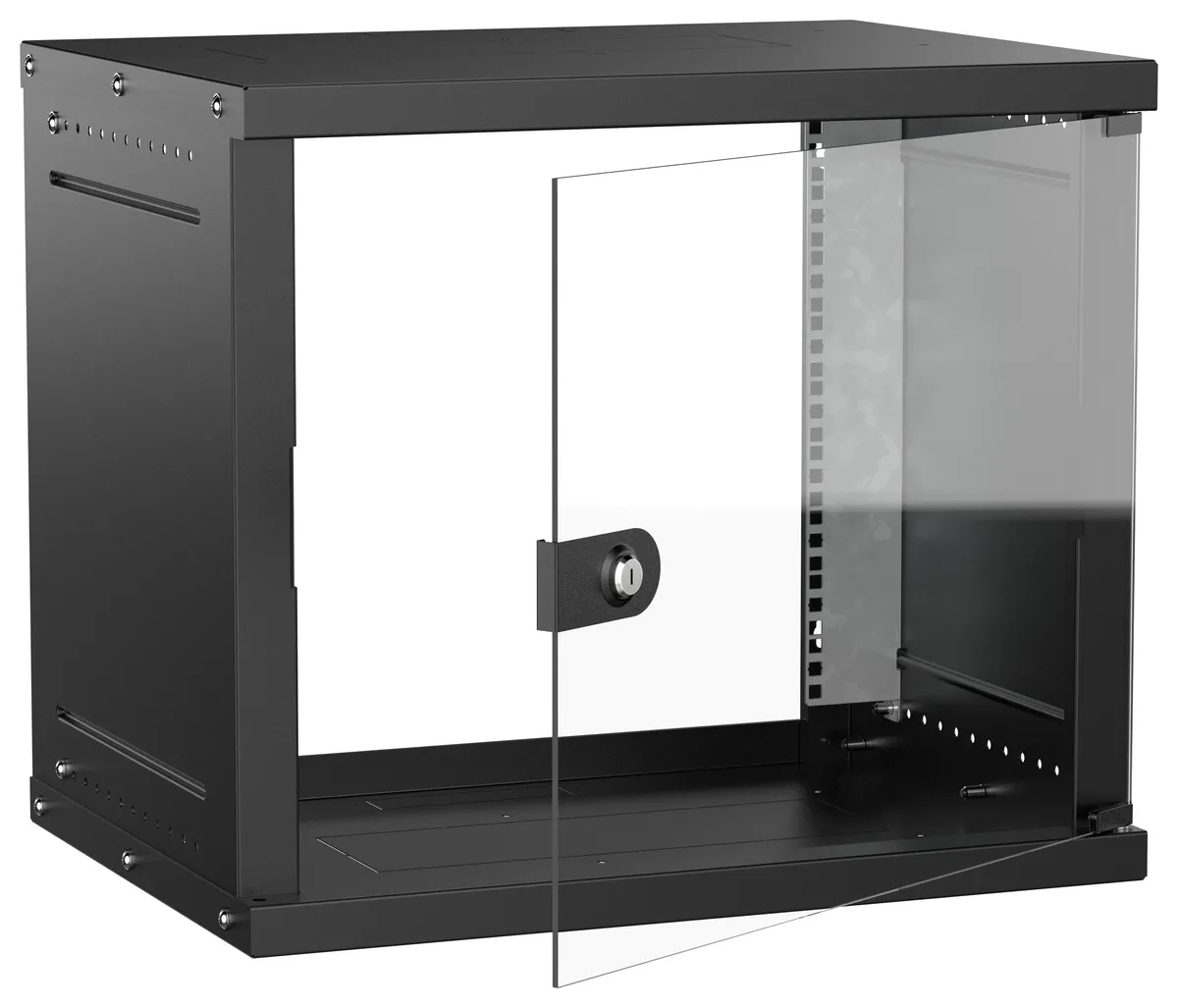 Шкаф настенный 9U 600х450мм дверь стекл. черн. GENERICA LWE5-09U64-GF-G