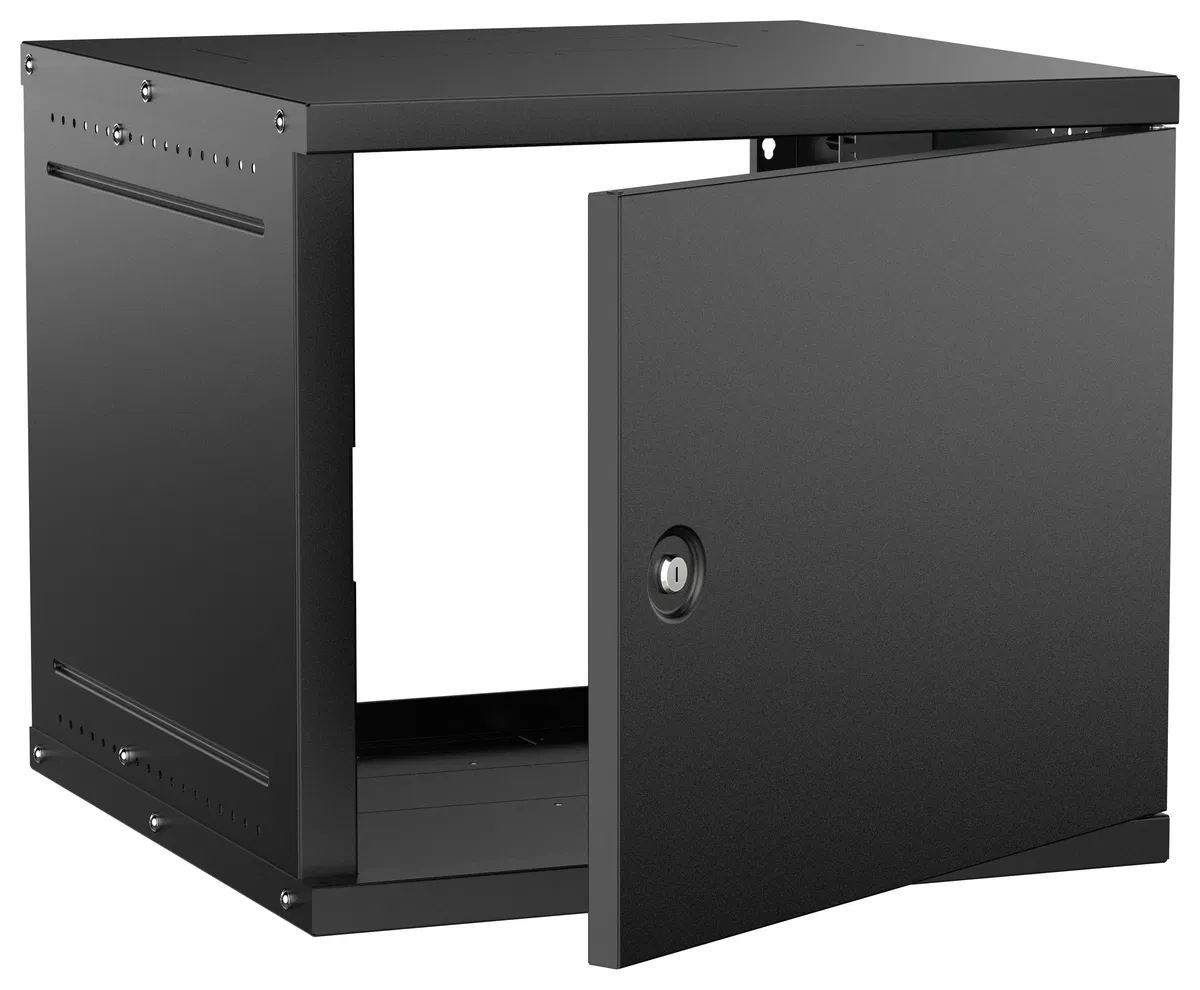 Шкаф настенный 9U 600х600мм металическая дверь черный GENERICA LWE5-09U66-MF-G