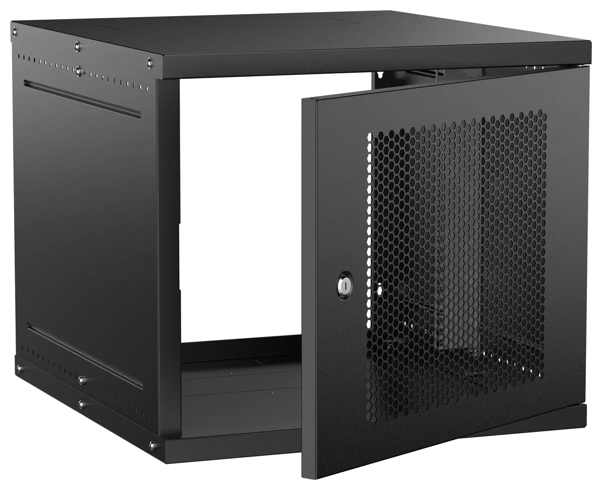 Шкаф настенный 19" 9U 600х650мм перфорированная дверь черный GENERICA LWE5-09U67-PF-G