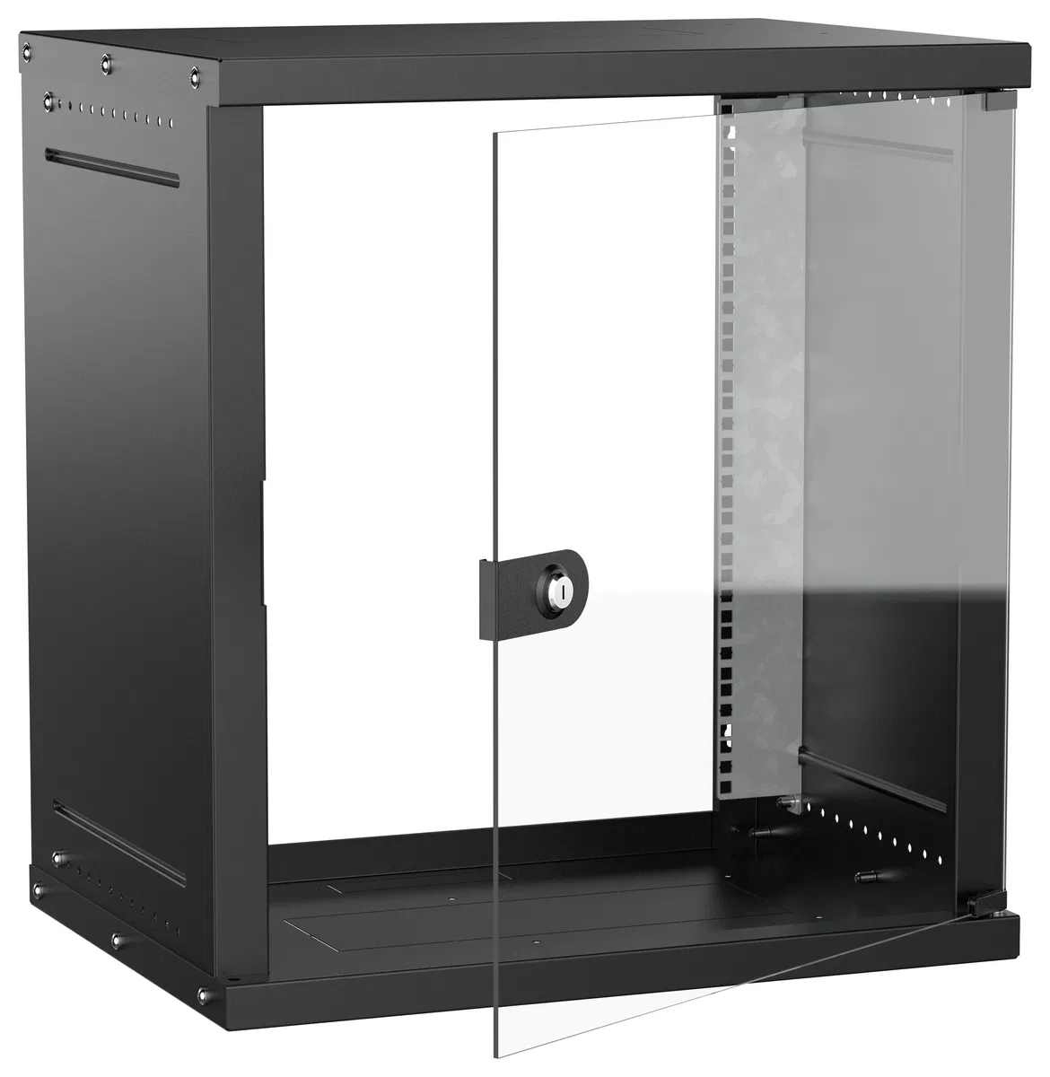 Шкаф настенный 19" 12U 600х450мм стеклянная дверь черный GENERICA LWE5-12U64-GF-G
