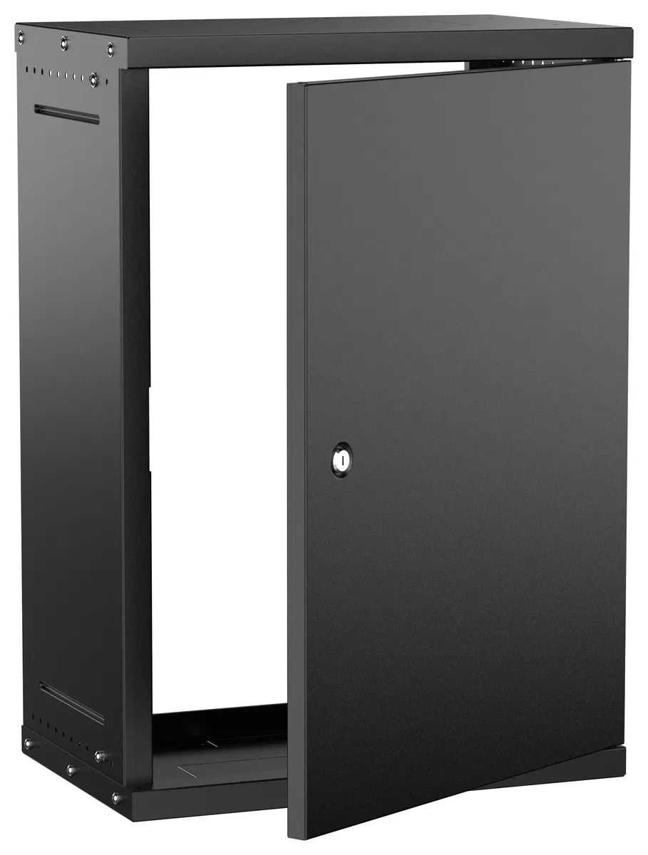 Шкаф настенный 15U 550х350мм металическая дверь черный GENERICA LWE5-15U53-MF-G