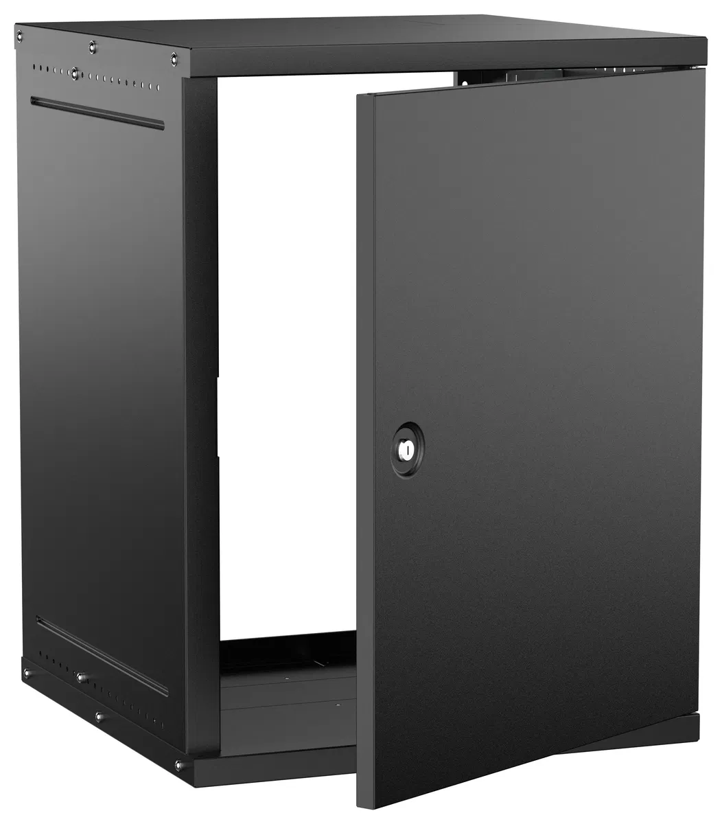 Шкаф настенный 15U 600х600мм металическая дверь черный GENERICA LWE5-15U66-MF-G