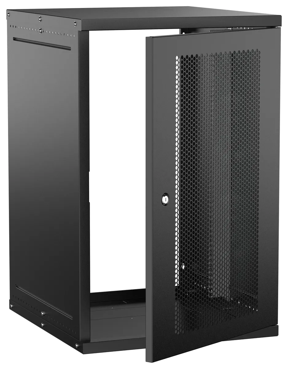 Шкаф настенный 18U 600х650мм дверь перфорир. черн. GENERICA LWE5-18U67-PF-G