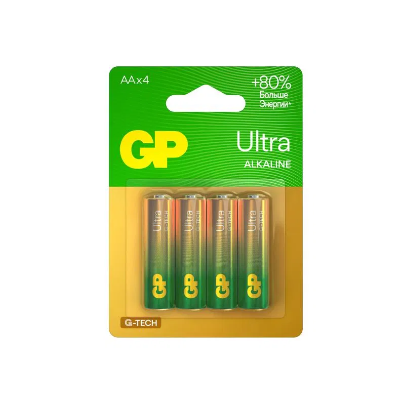 Элемент питания алкалиновый AA/LR6 1.5В Ultra Alkaline G-Tech 15AUA21-2CRSBC4 40/160 (блист.4шт) GP 1230