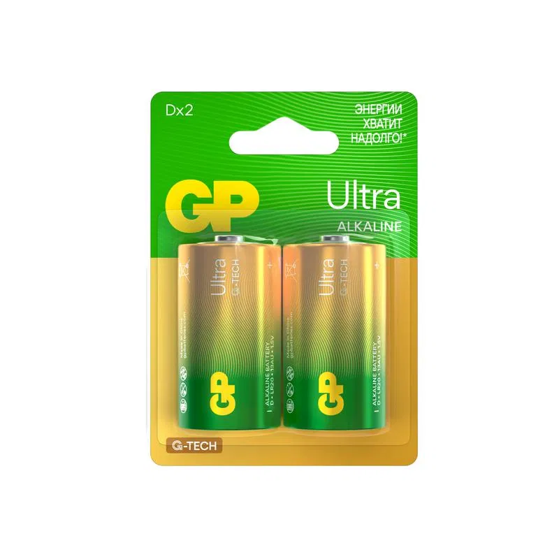Элемент питания алкалиновый D/LR20 1.5В Ultra Alkaline G-Tech 13AUA21-2CRSBC2 20/160 (блист.2шт) GP 1235