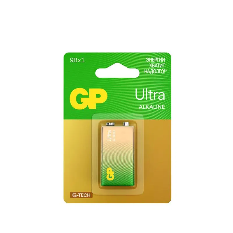 Элемент питания алкалиновый "крона" 6LR61 9В Ultra Alkaline G-Tech 1604AUA21-5CRSBC1 10/200 (блист.1шт) GP 1237