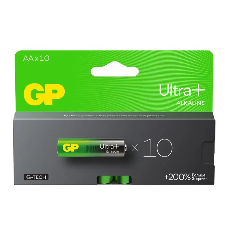 Элемент питания алкалиновый AA/LR6 1.5В Ultra Plus Alkaline G-Tech 15AUPA21-2CRB10 100/800 (блист.10шт) GP 615