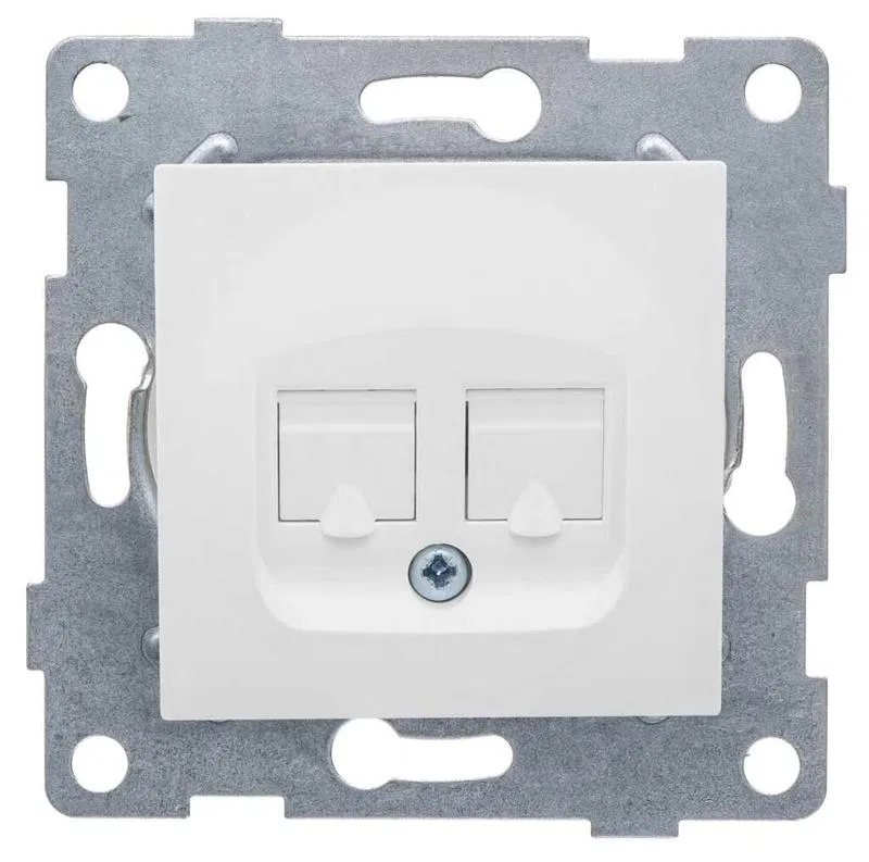 Механизм розетки комп. 2-местн. RJ45 Ugra СП бел. матов. GUSI С11К2-041