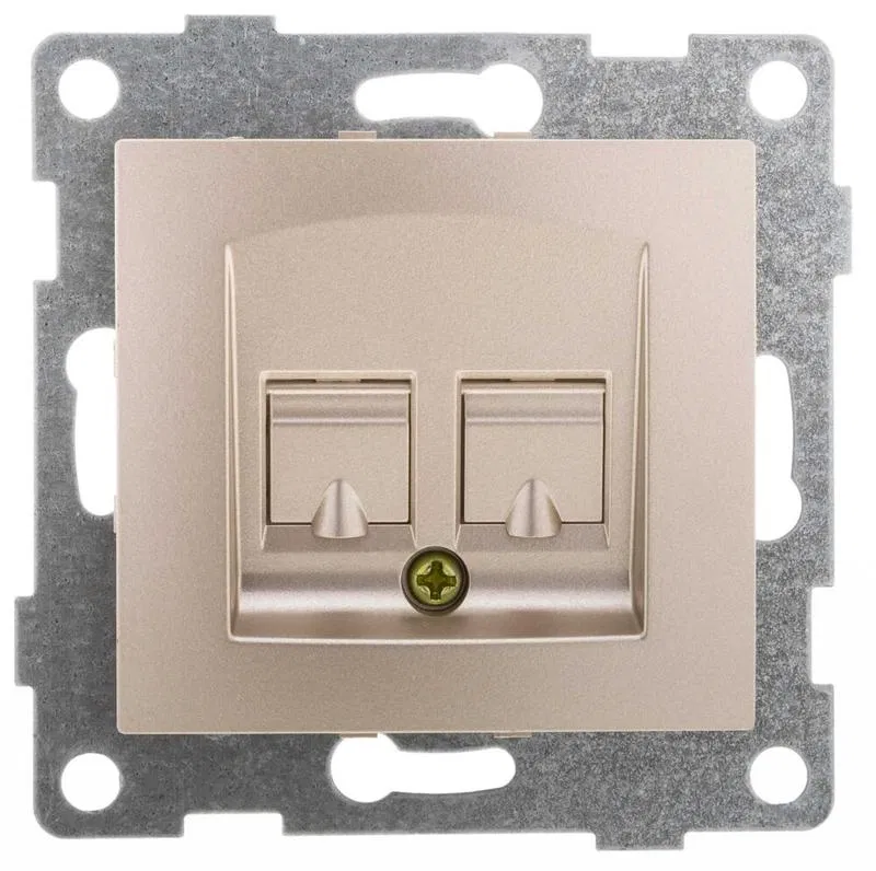 Механизм розетки компьютерной и телефонной RJ45 RJ12 СП Ugra шампань GUSI С11КТ-027