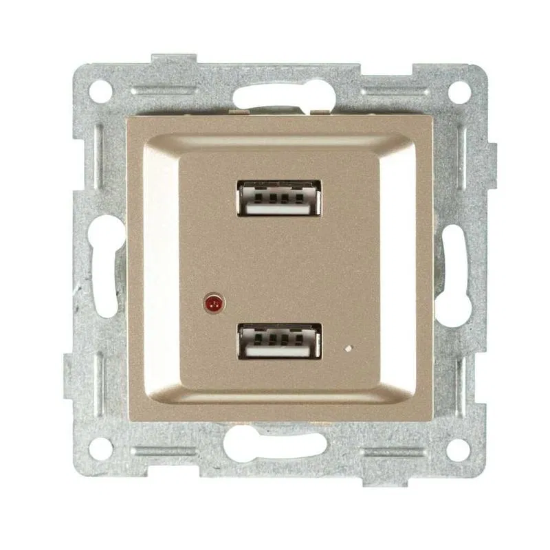 Механизм розетки USB 2-местн. СП Ugra шампань GUSI С11USB2-027