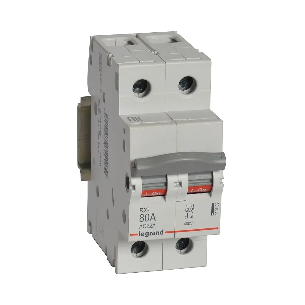 RX3 Выключатель-разъединитель 80А 2П LEGRAND 419409 IEK