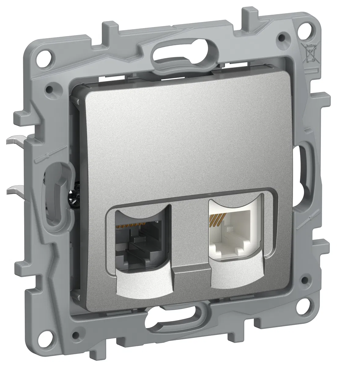 IEKETIKA Розетка двойная RJ11+RJ45 кат.5E UTP 6724521 алюминий IEK