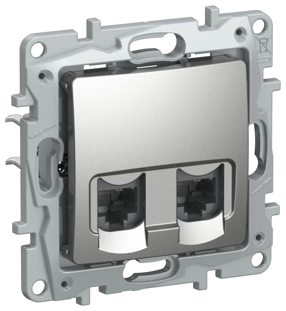 IEKETIKA Розетка компьютерная двойная RJ45 категория 5Е UTP 6724551 алюминий IEK