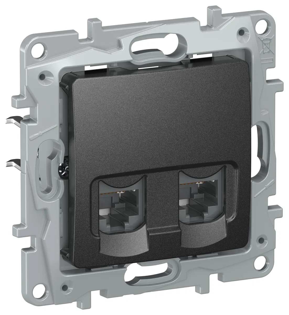 IEKETIKA Розетка компьютерная двойная RJ45 категория 5Е UTP 6726551 антрацит IEK