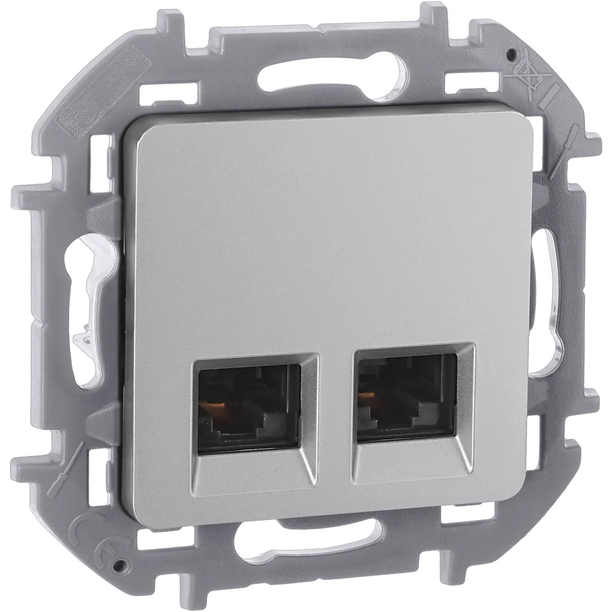 INSPIRIA Розетка компьютерная двойная RJ45 категория 5Е UTP алюминий