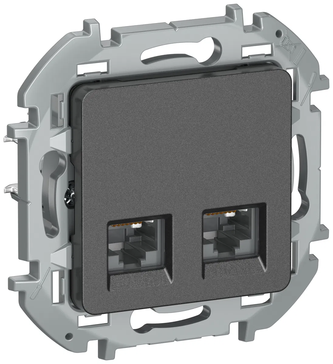 IEKINSPIRIA Розетка компьютерная двойная RJ45 категория 5Е UTP 6738381 антрацит IEK