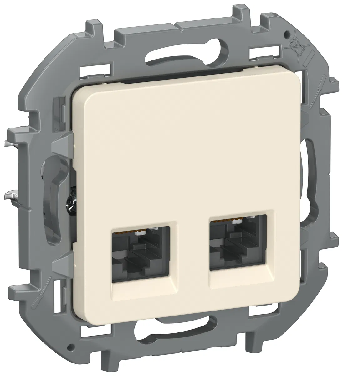 IEKINSPIRIA Розетка компьютерная двойная RJ45 категория 6 UTP 6738411 слоновая кость IEK