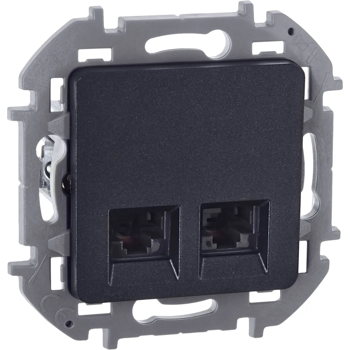 INSPIRIA Розетка компьютерная двойная RJ45 категория 6 UTP антрацит