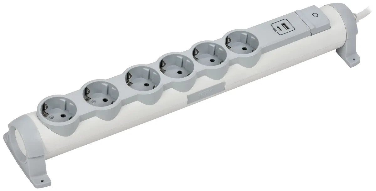 COMFORT Удлинитель У06К 6 мест 2P+PE 3м 3х1,5мм2 16А USB A+C 20Вт белый IEK 694693