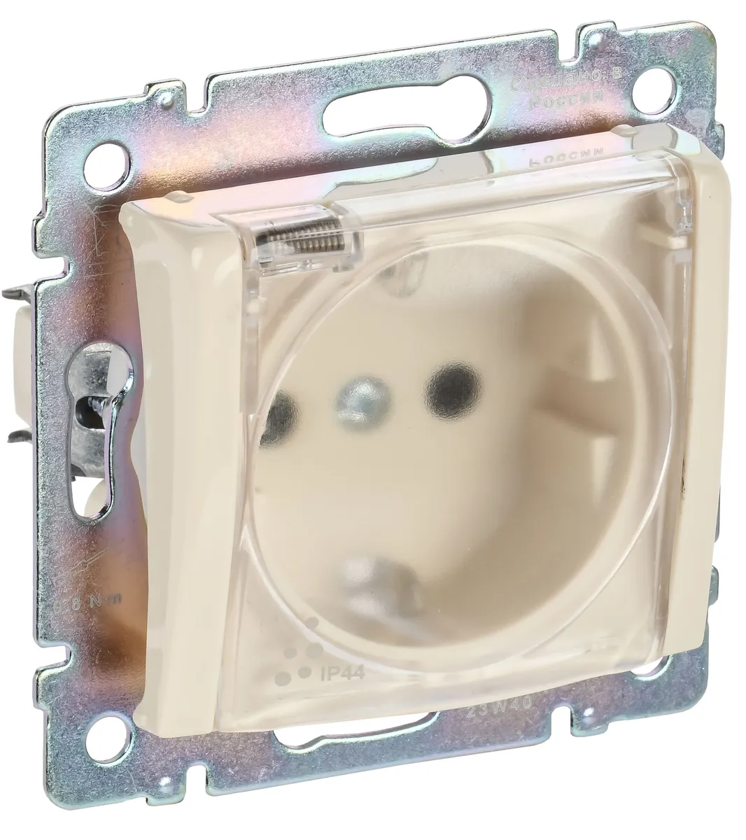 VALENA DIY Розетка 1-местная с заземлением с защитными шторками и крышкой 16А IP44 слоновая кость