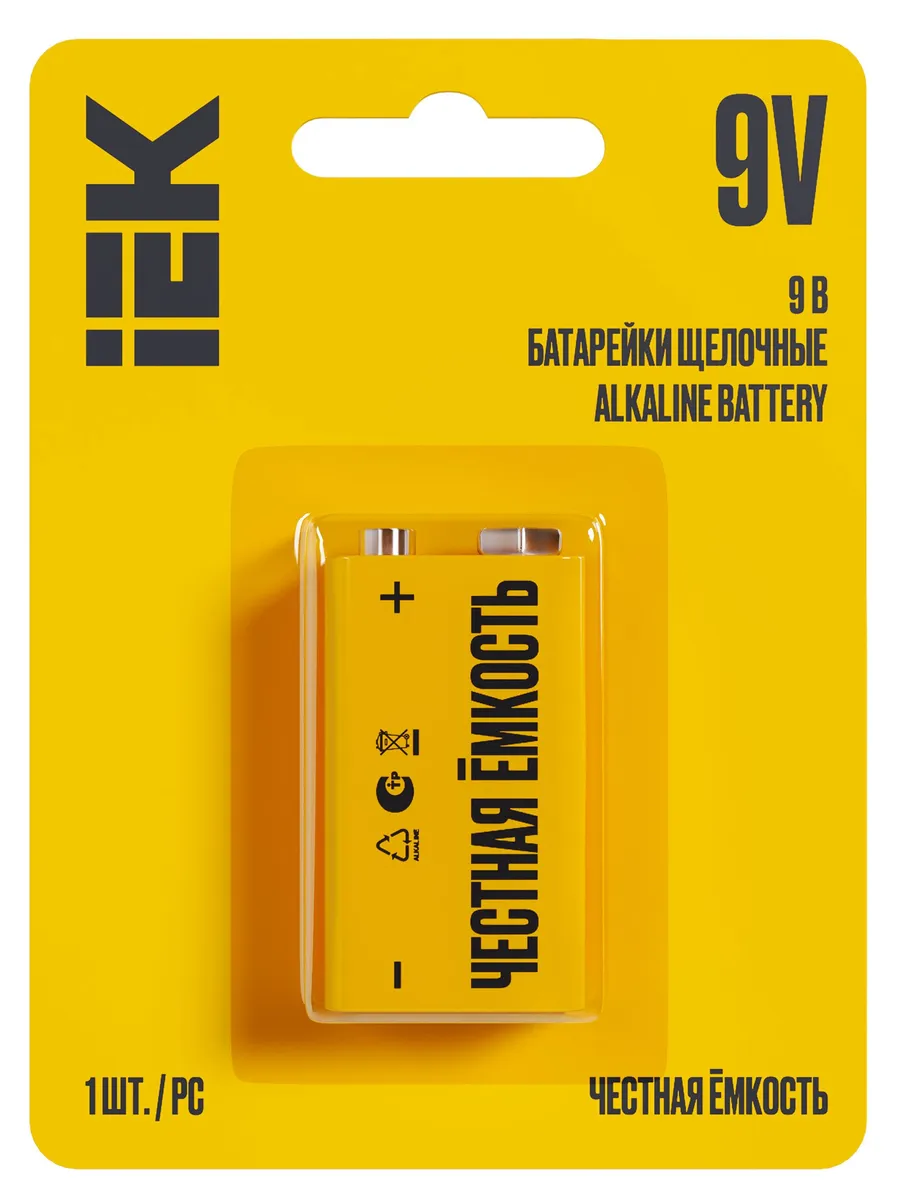 Батарейка щелочная Alkaline 6LR61 9V (1шт/блистер) ABT-6LR619V-OP-L01 IEK