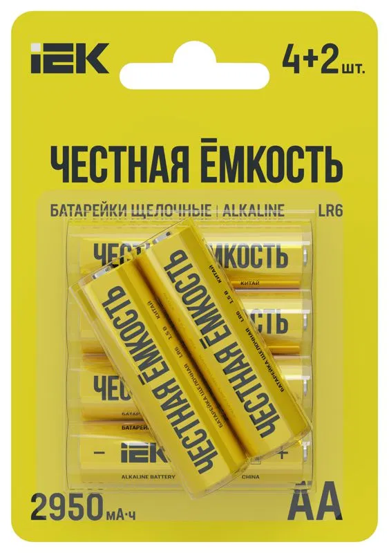 Элемент питания алкалиновый LR6/AA ПРОМО (блист.4+2шт) IEK ABT-LR06-OP-L04-02
