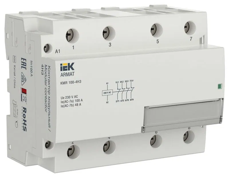 Контактор модульный KMR 100А 230В AC 4НЗ ARMAT IEK AR-KMR10-100-04-230
