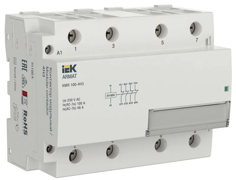 Контактор модульный KMR 100А 24В AC/DC 4НЗ ARMAT IEK AR-KMR20-100-04-024
