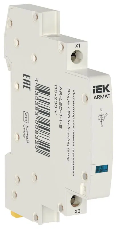 Лампа индикаторная одинарная LED 110-230В AC голуб. ARMAT IEK AR-LED-1-1-B