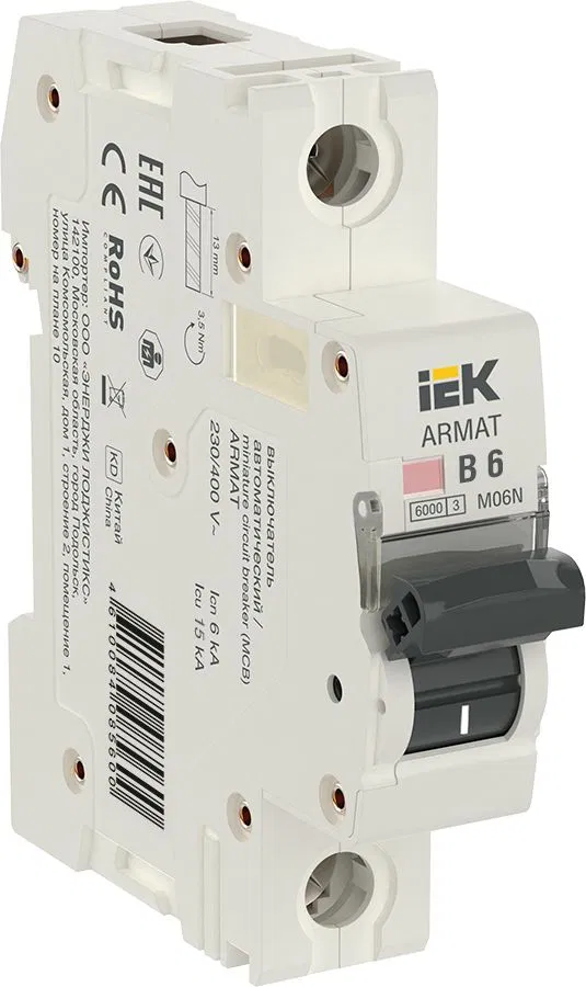 ARMAT Автоматический выключатель M06N 1P B 6А IEK AR-M06N-1-B006