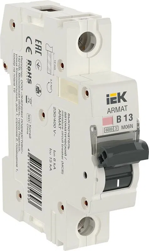 Выключатель автоматический модульный 1п B 13А M06N ARMAT IEK AR-M06N-1-B013