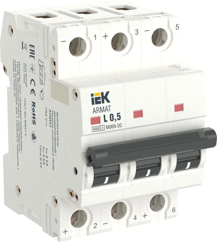 Выключатель автоматический модульный 3п Z 6А M06N-DC ARMAT IEK AR-M06N-3-Z006DC