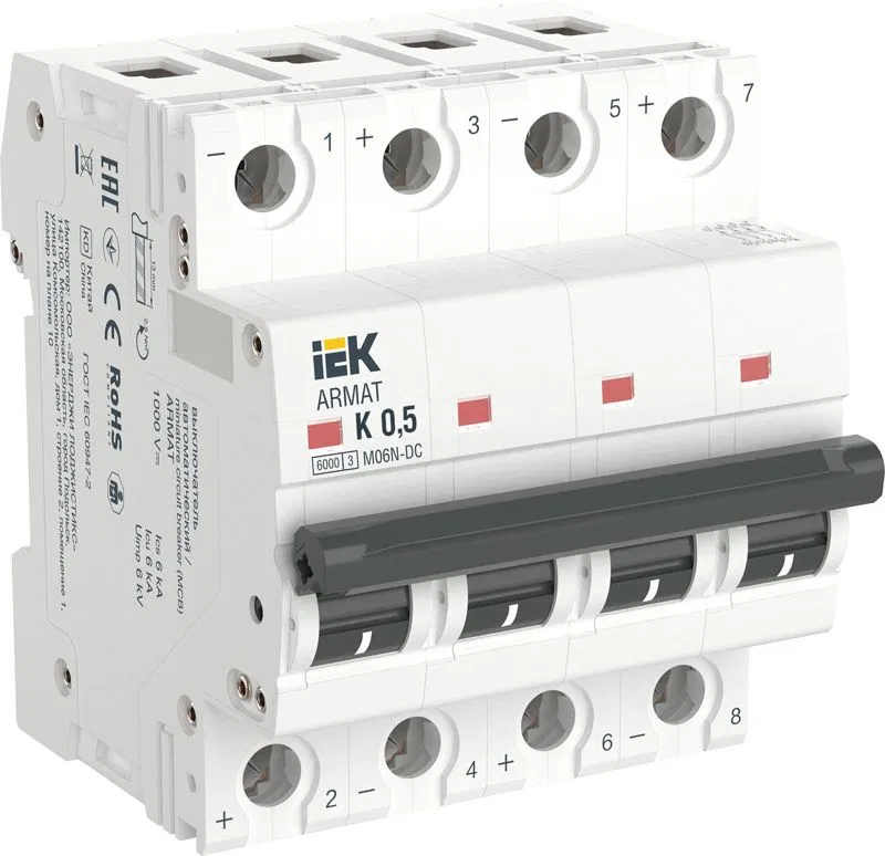 Выключатель автоматический модульный 4п K 0.5А M06N-DC ARMAT IEK AR-M06N-4-K0D5DC
