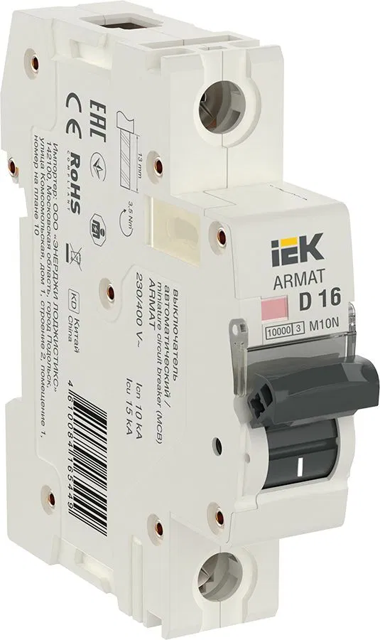 ARMAT Автоматический выключатель M10N 1P D 16А IEK AR-M10N-1-D016