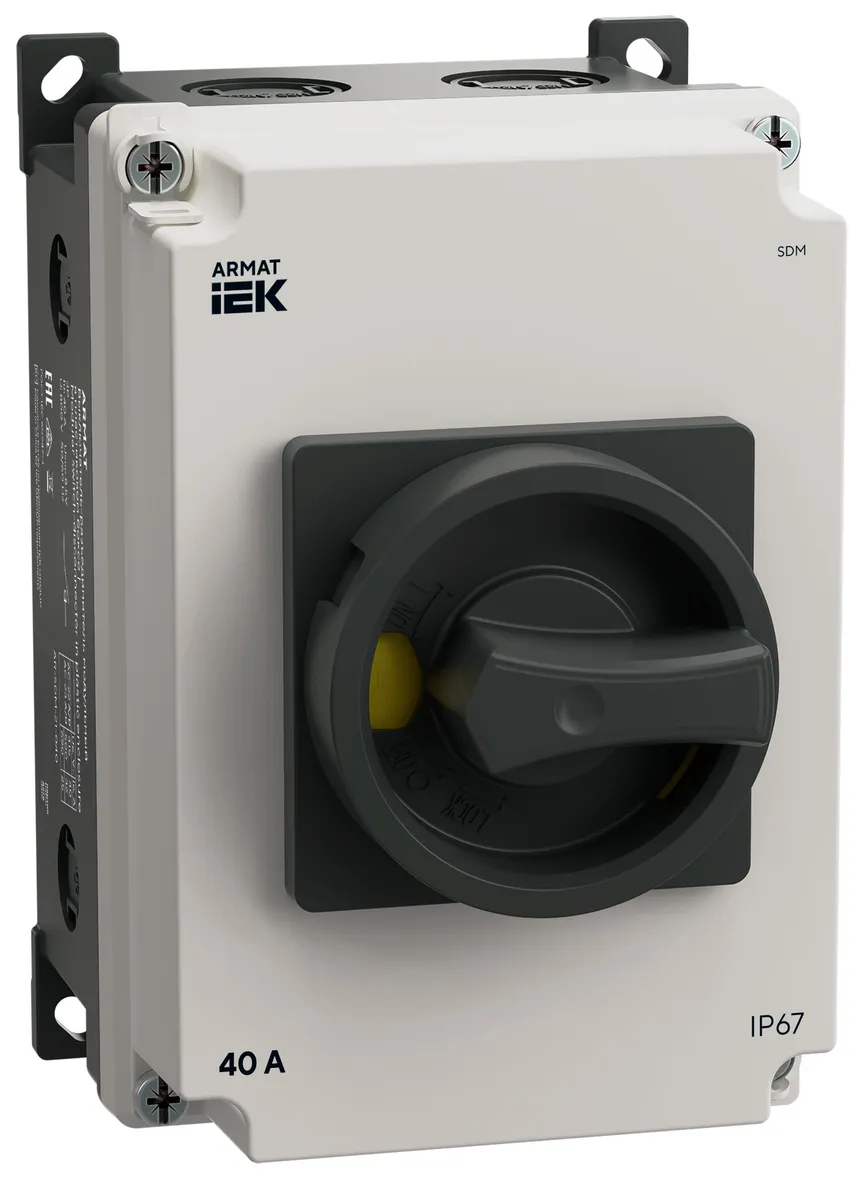 Выключатель-разъединитель 3п 40А SDM IP67 в пластик. боксе ARMAT IEK AR-SDM-21-040