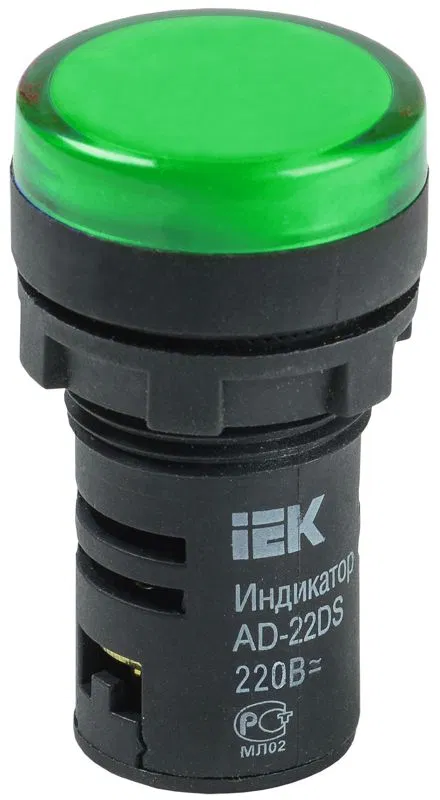 Лампа светосигнальная AD22DS d22мм 230В AC/DC зел. KARAT IEK BLS10-ADDS-230-K06