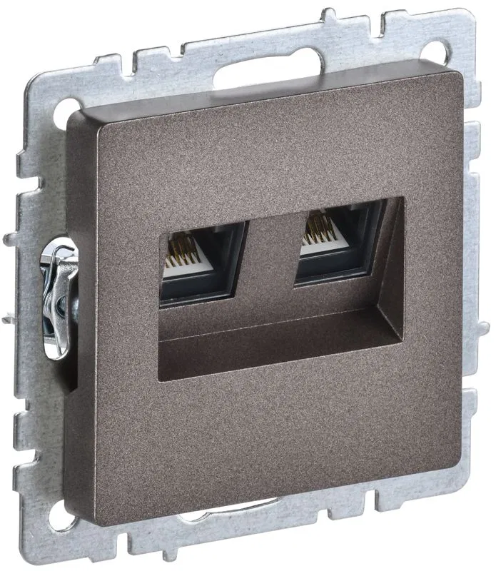 Розетка компьютерная 2-м СП BRITE RJ45 кат.5E РК10-2-БрТБ механизм бронза IEK BR-K20-1-K45