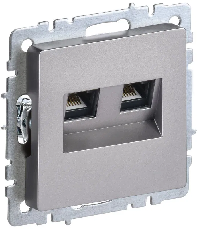 Розетка компьютерная двойн. СП RJ45 кат.5E BRITE РК10-2-БрС механизм сталь IEK BR-K20-1-K46