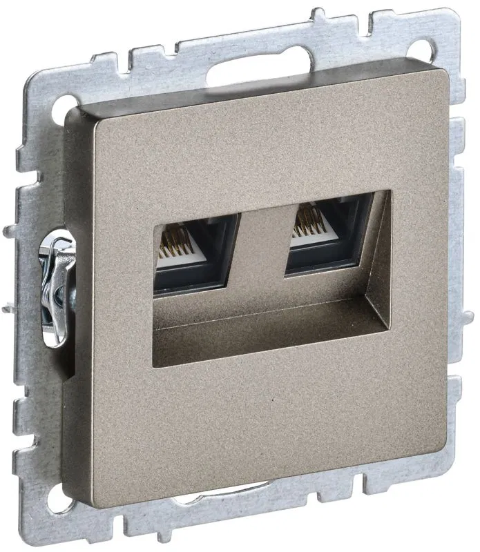 Розетка компьютерная двойн. СП RJ45 кат.6 BRITE РК11-2-БрШ механизм шампань IEK BR-K20-2-K37