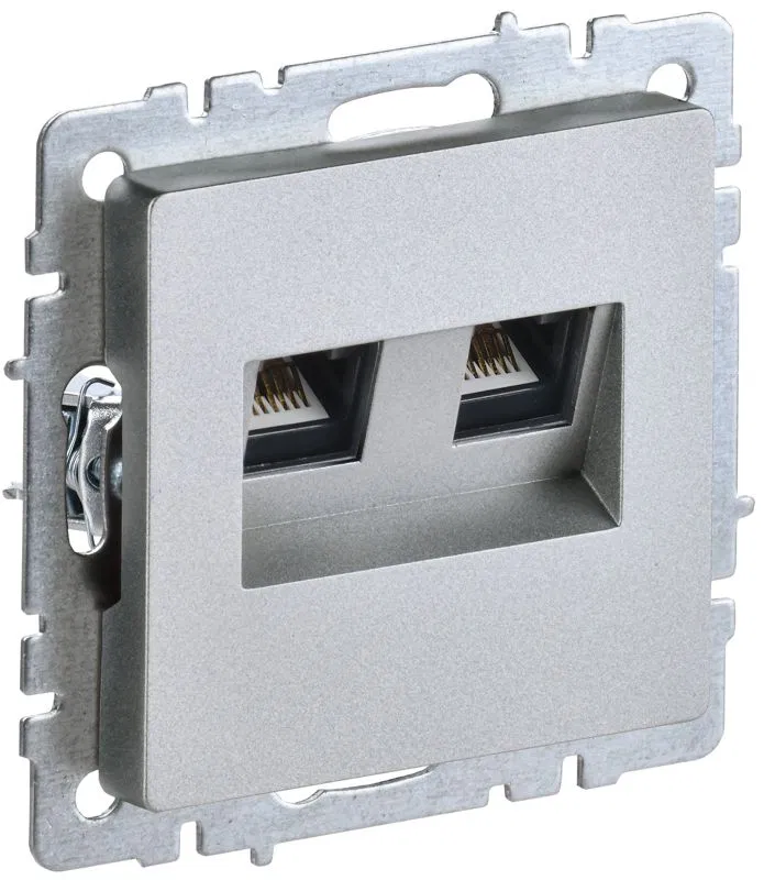 Розетка компьютерная двойн. СП RJ45 кат.6 BRITE РК11-2-БрА механизм алюм. IEK BR-K20-2-K47