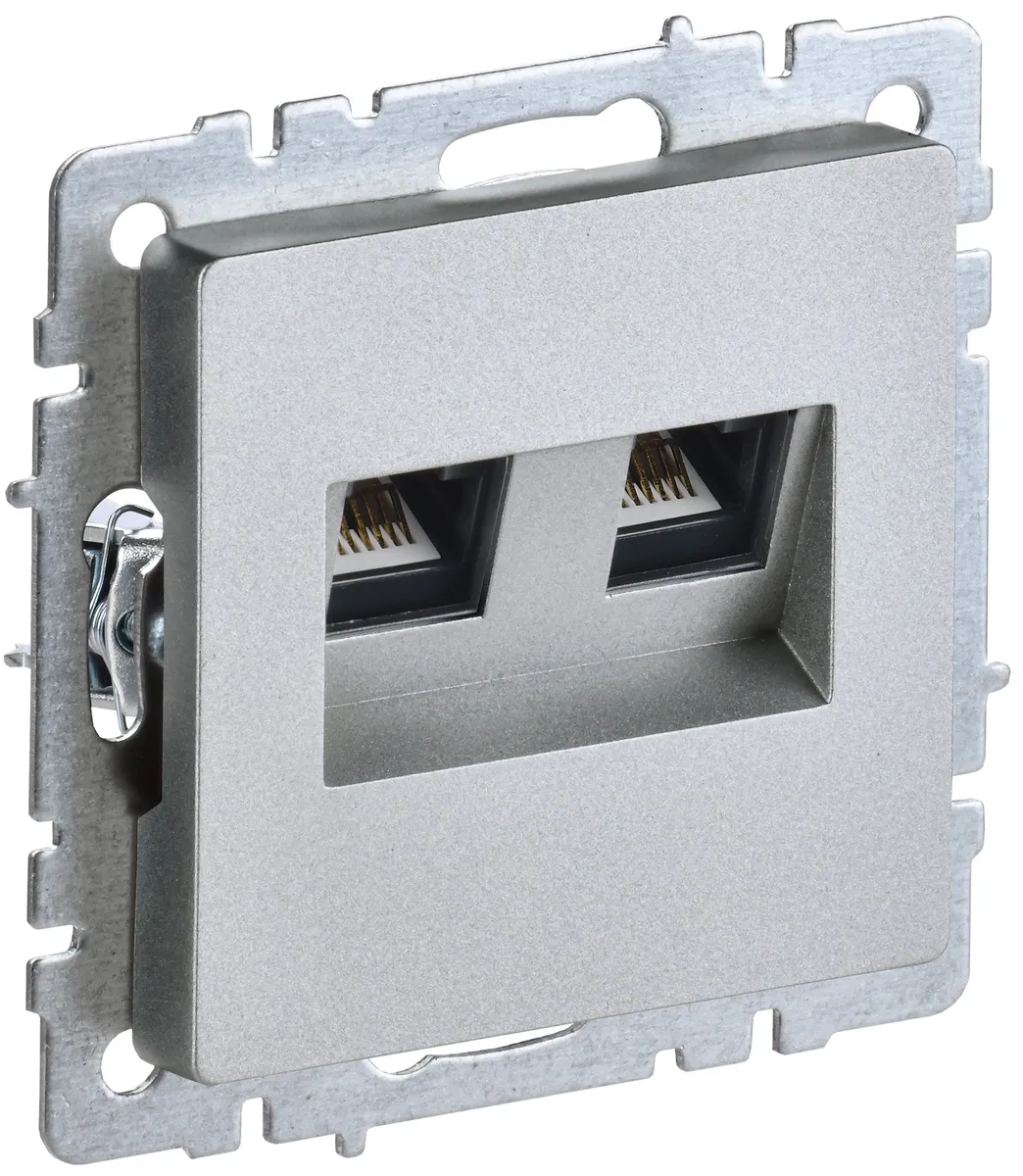 BRITE Розетка двойная RJ11+RJ45 кат.5E РК/Т12-БрА алюминий BR-KT20-O-1-K47 IEK