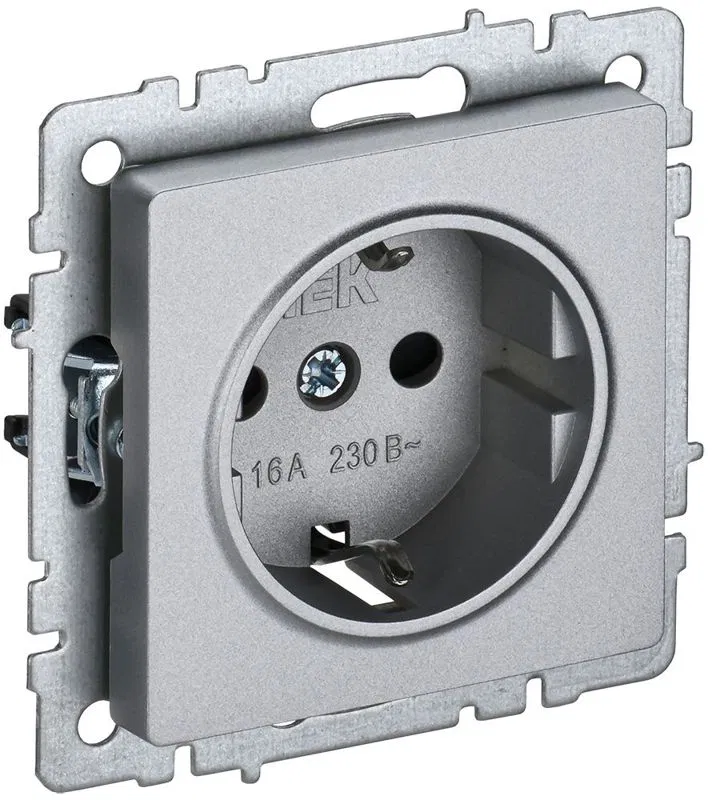 Розетка BRITE РС14-1-0-БрА 16А с заземл. защ. шторки механизм алюм. IEK BR-R14-16-K47